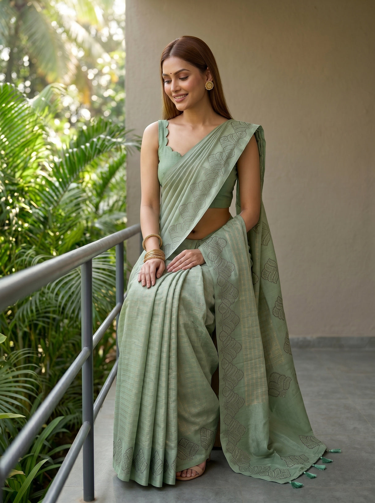 MIMOSA Pista Saree Saree — pose 8 styling detail