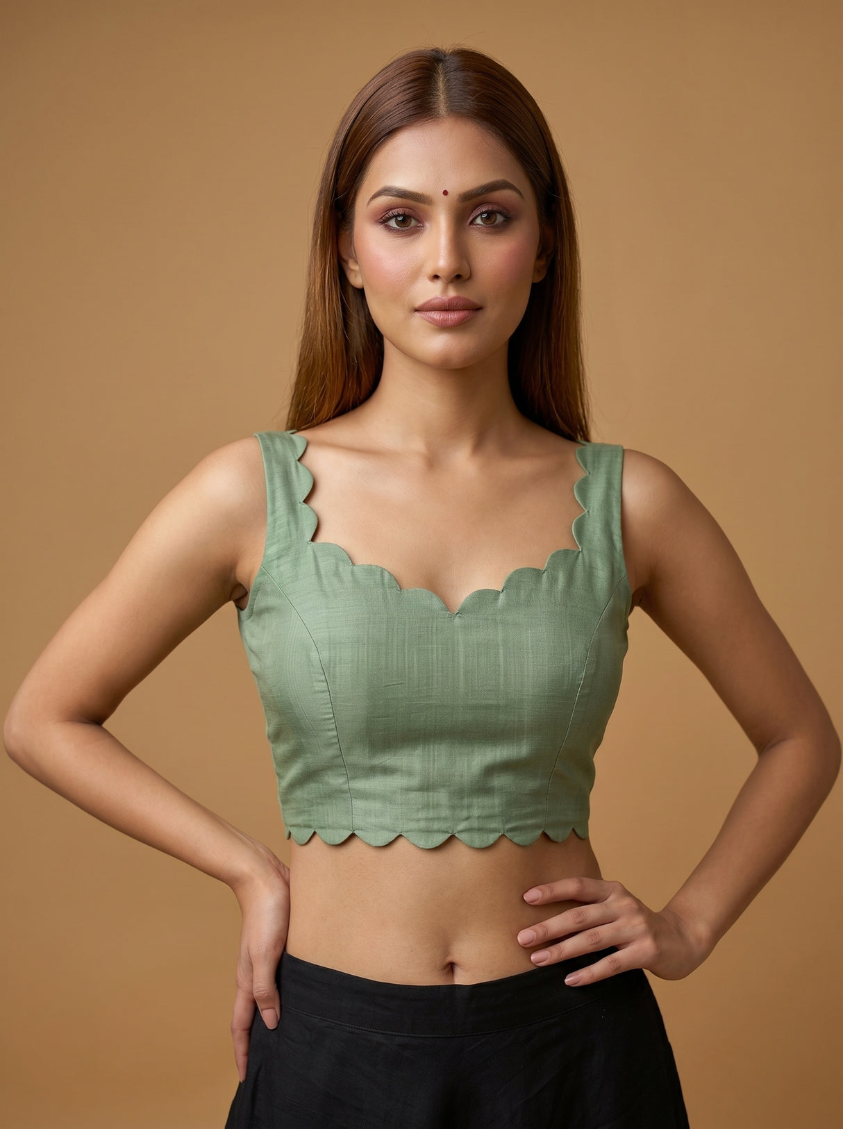 MIMOSA Pista Saree Saree — blouse close-up