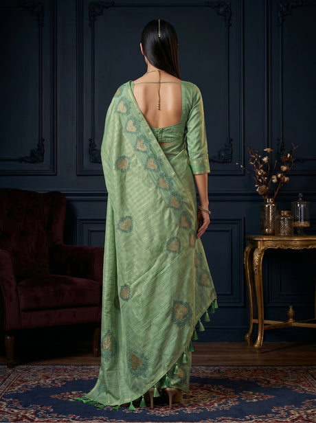 MIMOSA Pista Saree Saree — pose 2 styling detail