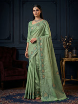 MIMOSA Pista Saree Saree — pose 4 styling detail