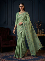 MIMOSA Pista Saree Saree — pose 6 styling detail
