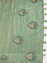 MIMOSA Pista Saree Saree — pallu and zari work detail
