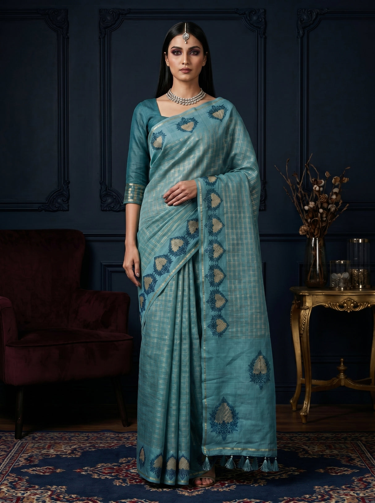 MIMOSA Sapphire Saree Saree — pose 10 styling detail