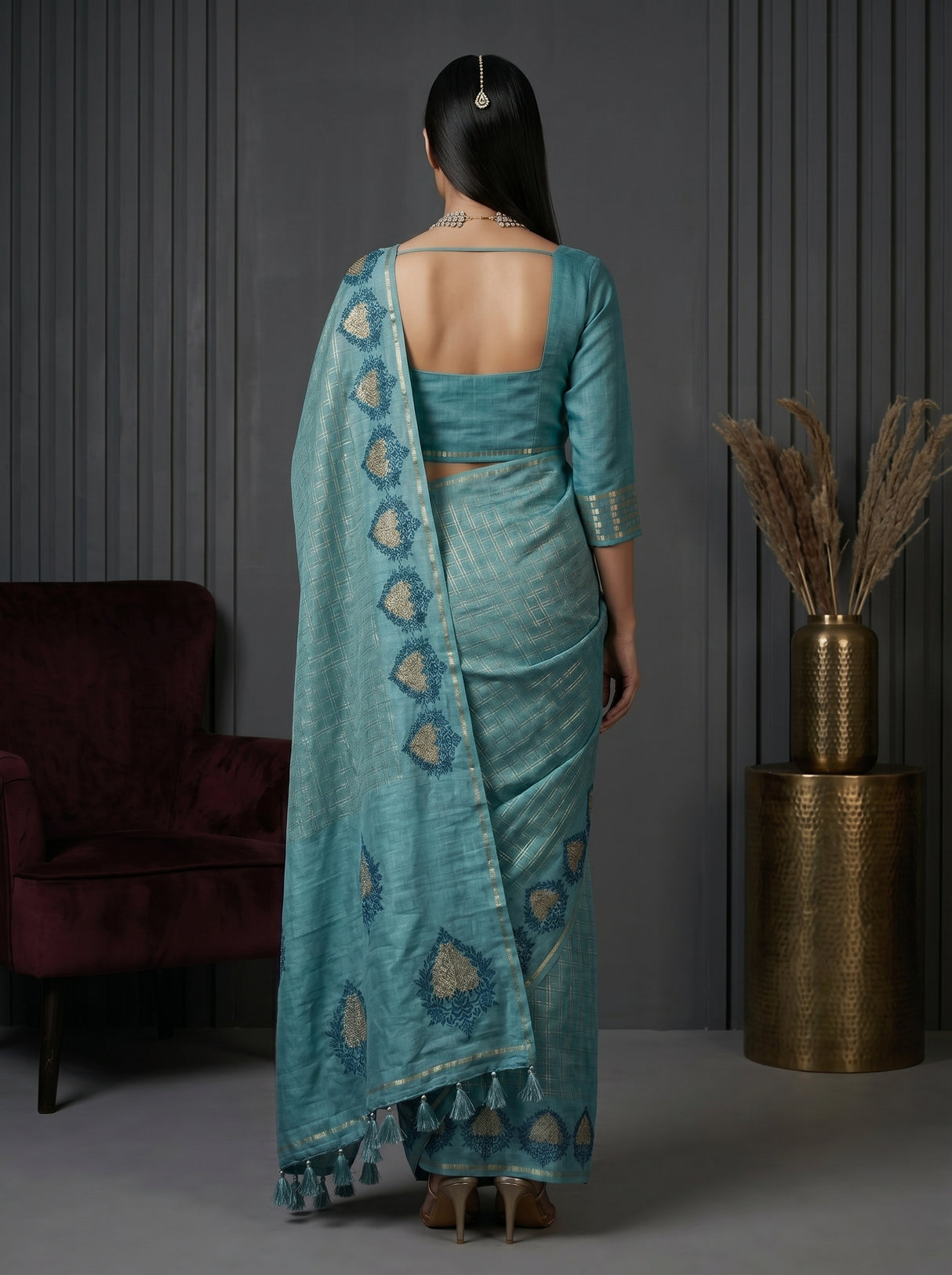 MIMOSA Sapphire Saree Saree — pose 2 styling detail