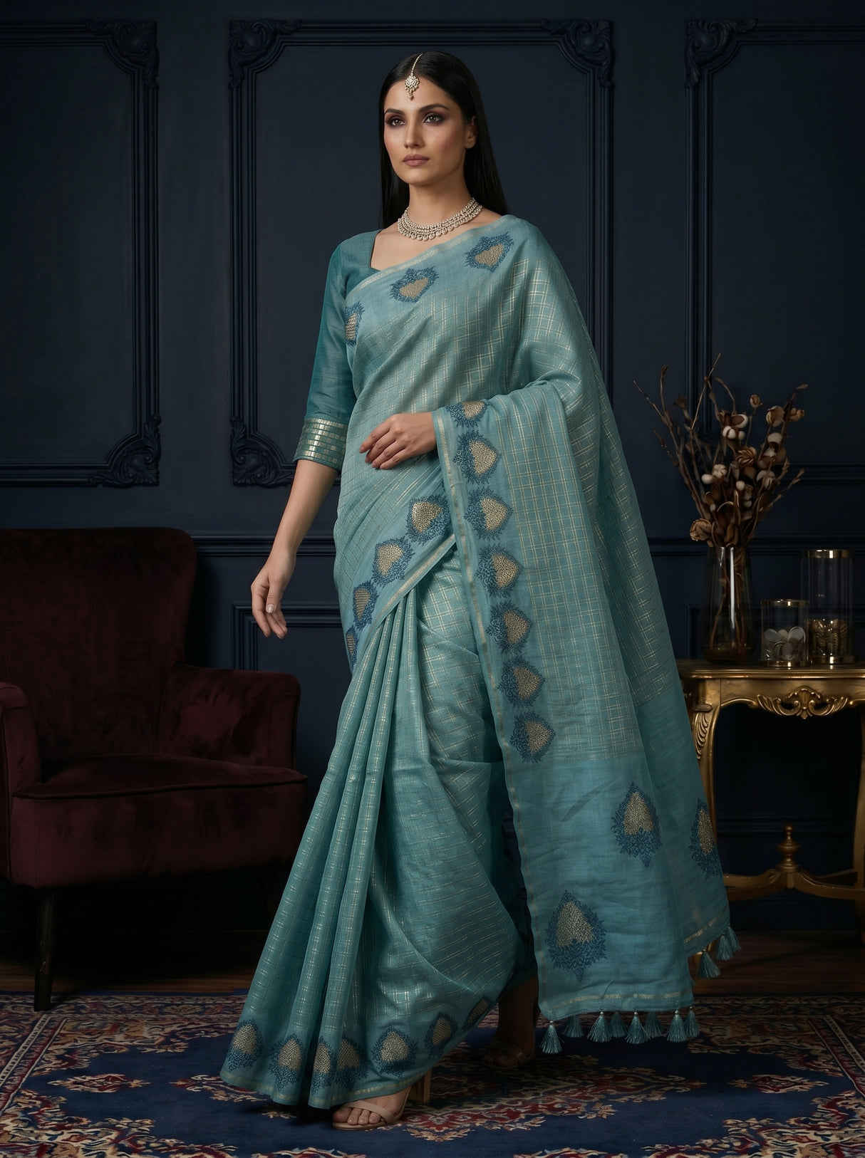 MIMOSA Sapphire Saree Saree — pose 7 styling detail