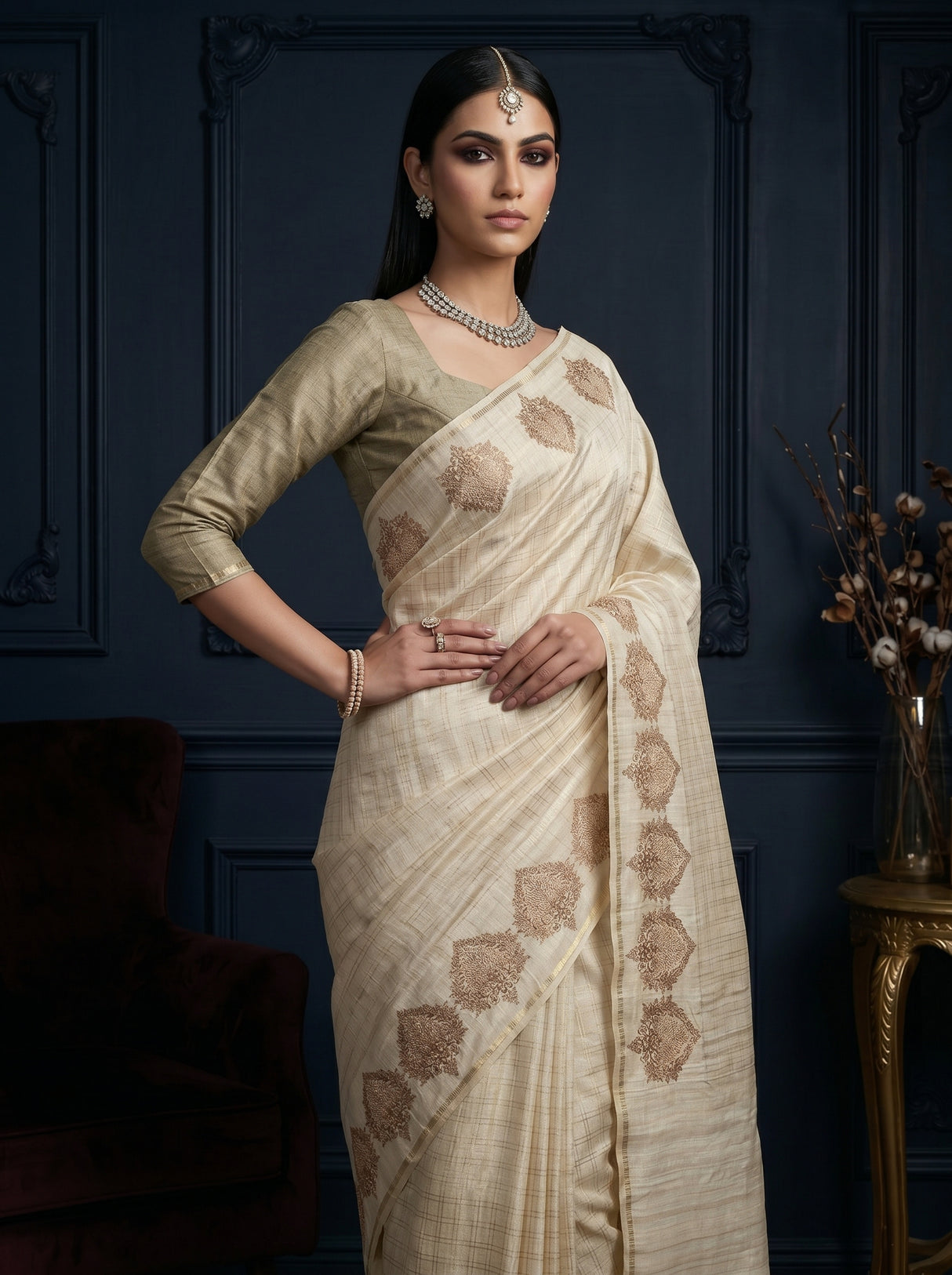 MIMOSA Tussar Saree Saree — pose 10 styling detail