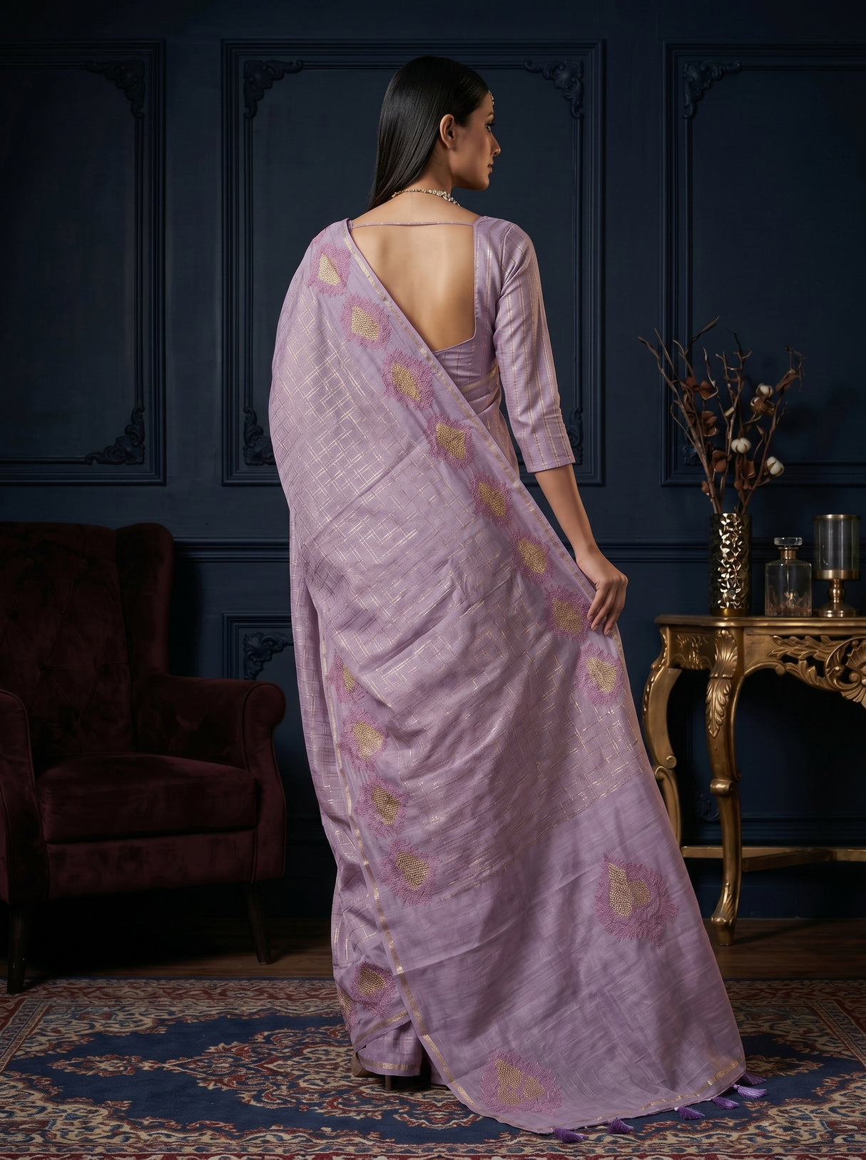 MIMOSA Violet Saree Saree — pose 2 styling detail