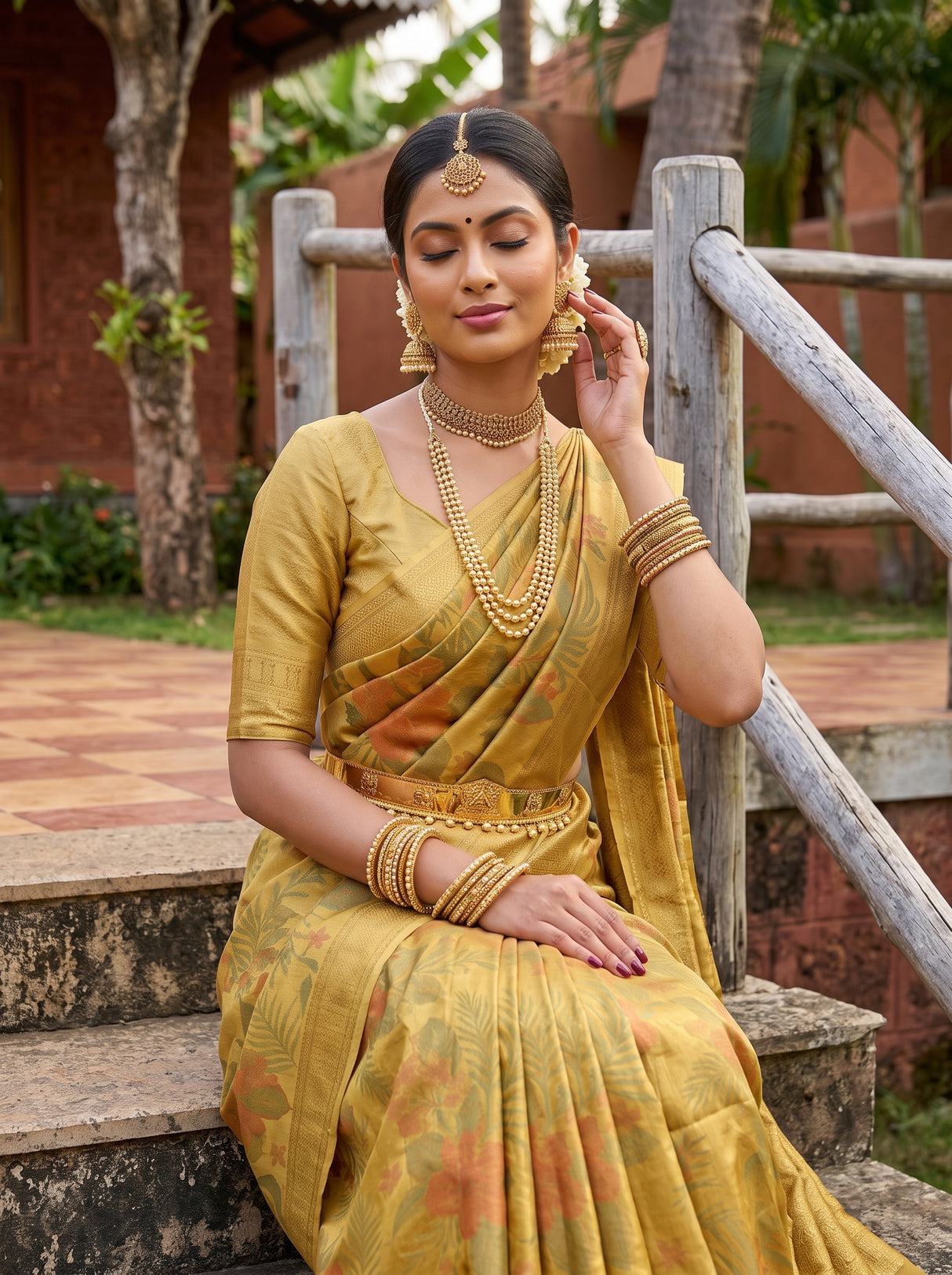 MIMOSA Gold Saree Saree — pose 10 styling detail