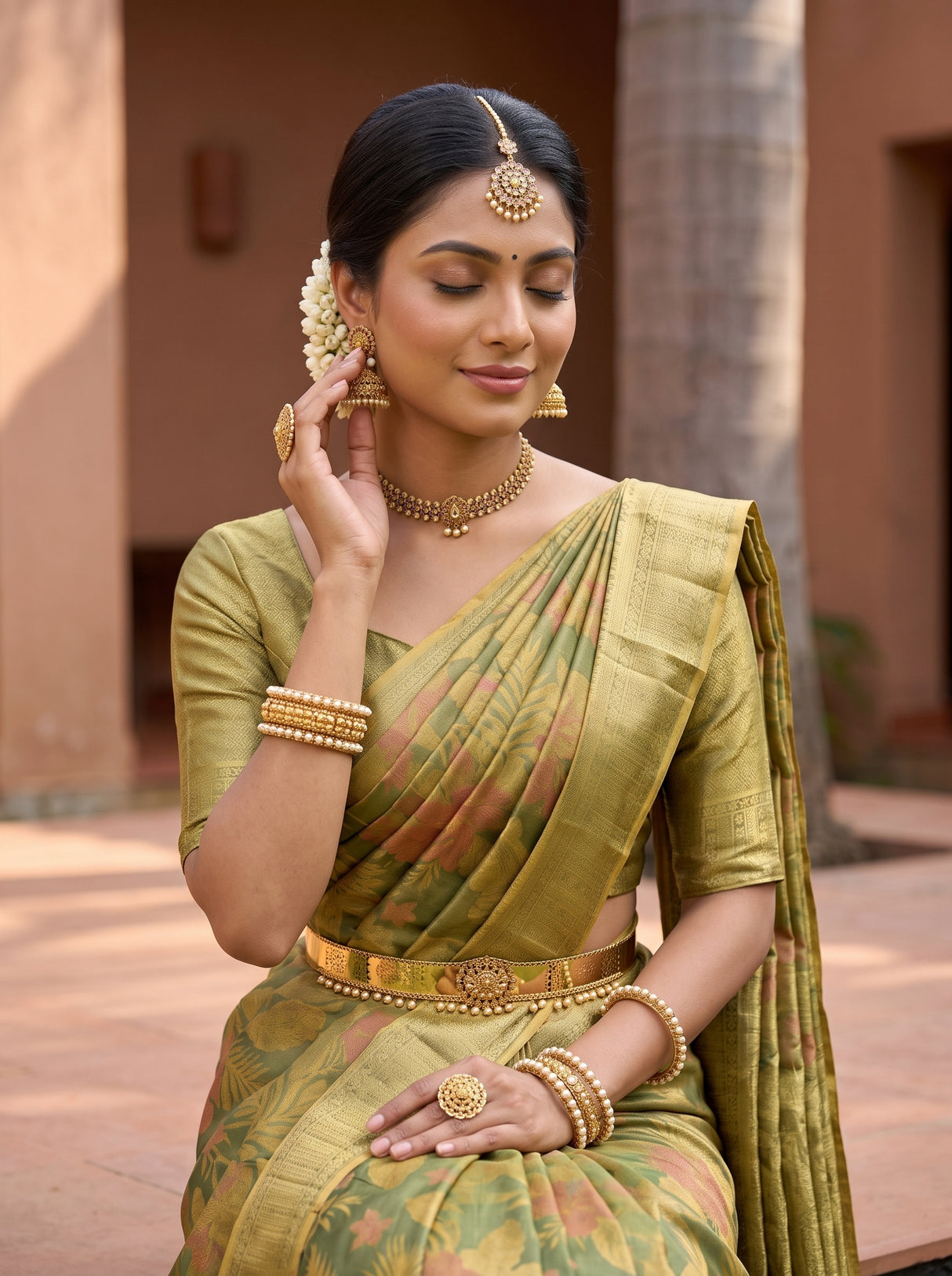 MIMOSA Green Saree Saree — pose 10 styling detail