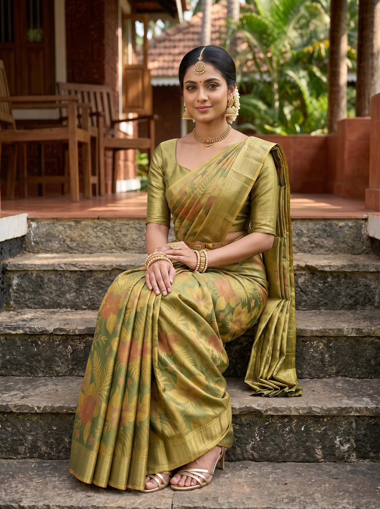 MIMOSA Green Saree Saree — pose 8 styling detail