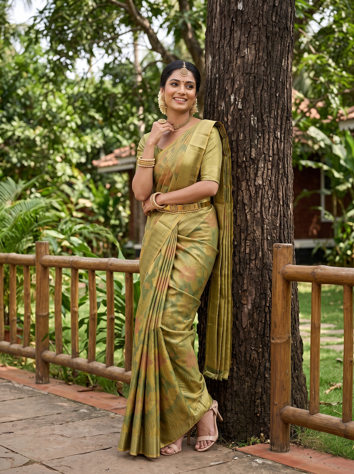 MIMOSA Green Saree Saree — pose 9 styling detail