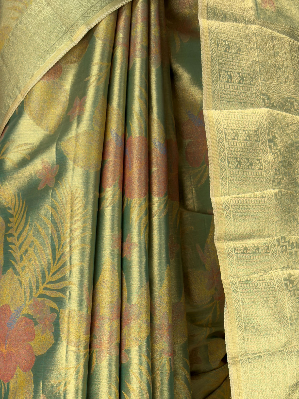 MIMOSA Green Saree Saree — fleets shot full lifestyle