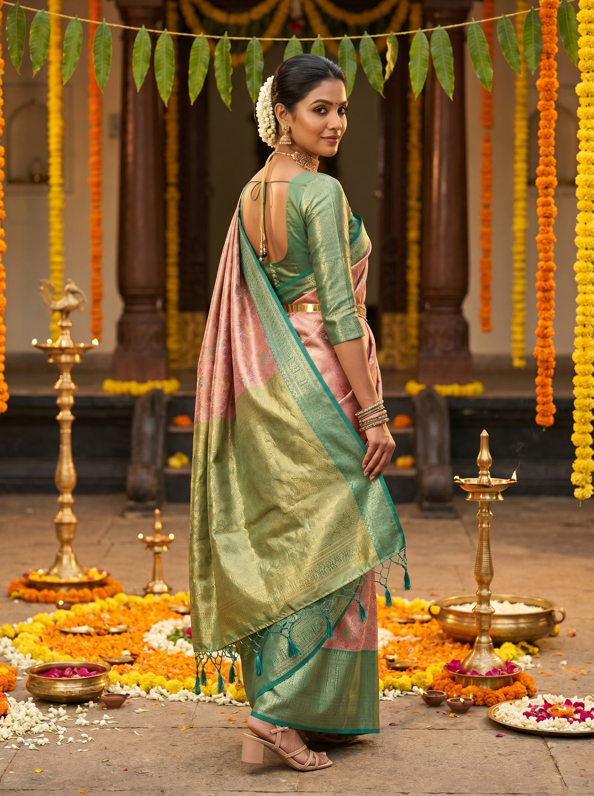 MIMOSA Gajari Kanjivaram Art Silk Saree — pose 9 styling detail