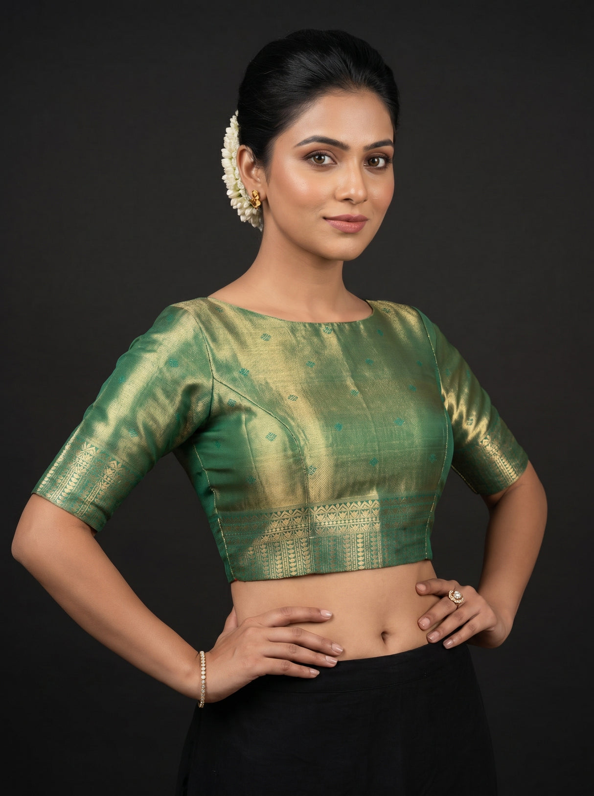 MIMOSA Gajari Kanjivaram Art Silk Saree — blouse close-up