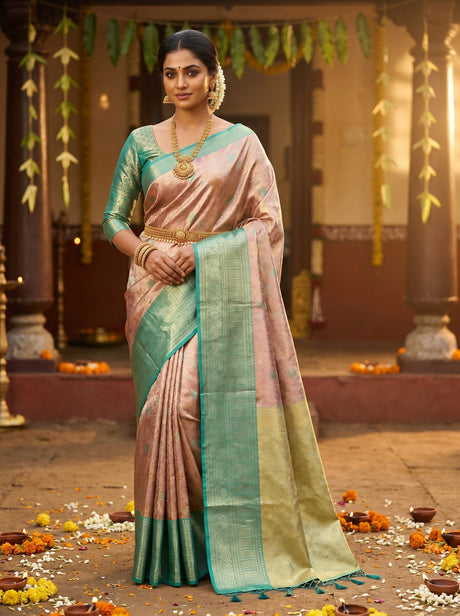 MIMOSA Maroon Kanjivaram Art Silk Saree — front view on mannequin