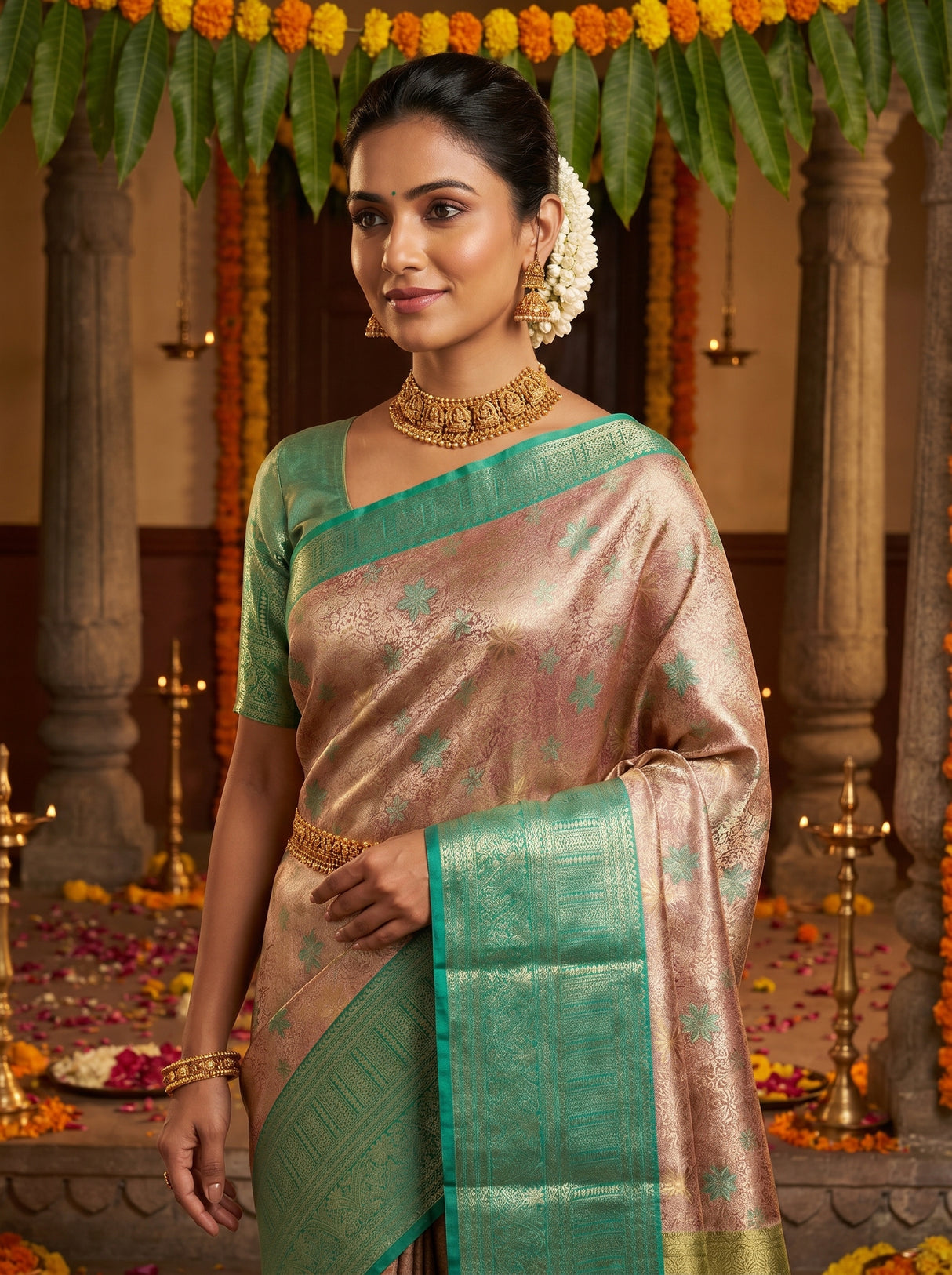 MIMOSA Maroon Kanjivaram Art Silk Saree — pose 10 styling detail