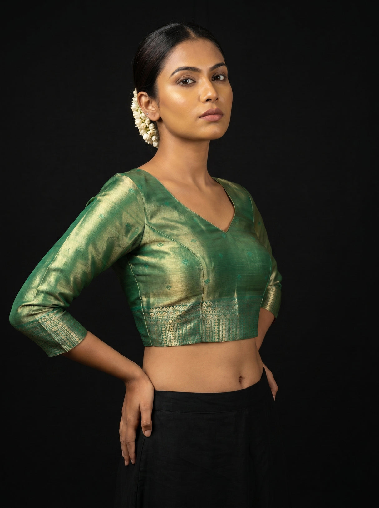 MIMOSA Maroon Kanjivaram Art Silk Saree — blouse close-up