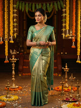 MIMOSA Olive Kanjivaram Art Silk Saree — pose 4 styling detail