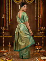 MIMOSA Olive Kanjivaram Art Silk Saree — pose 9 styling detail