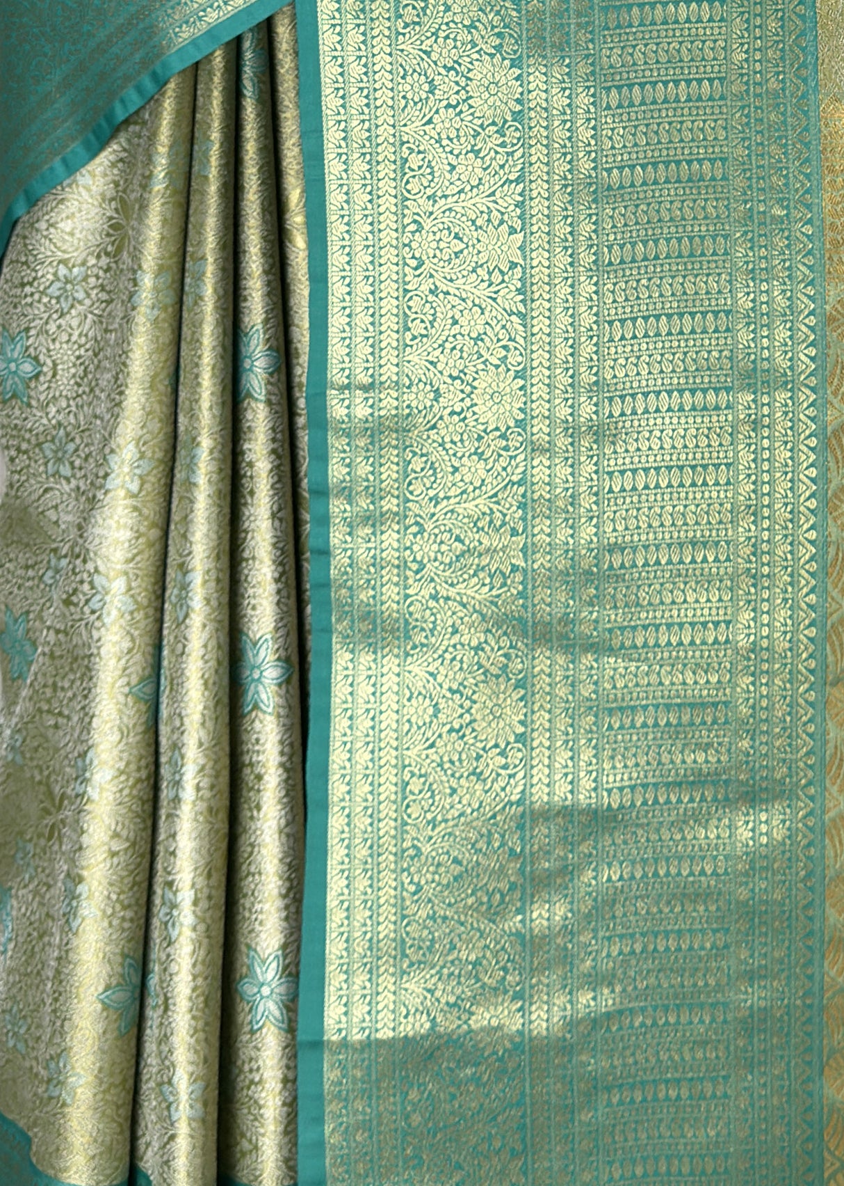 MIMOSA Olive Kanjivaram Art Silk Saree — fleets shot full lifestyle