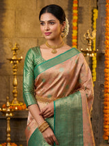 MIMOSA Orange Kanjivaram Art Silk Saree — pose 10 styling detail