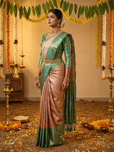 MIMOSA Orange Kanjivaram Art Silk Saree — pose 3 styling detail