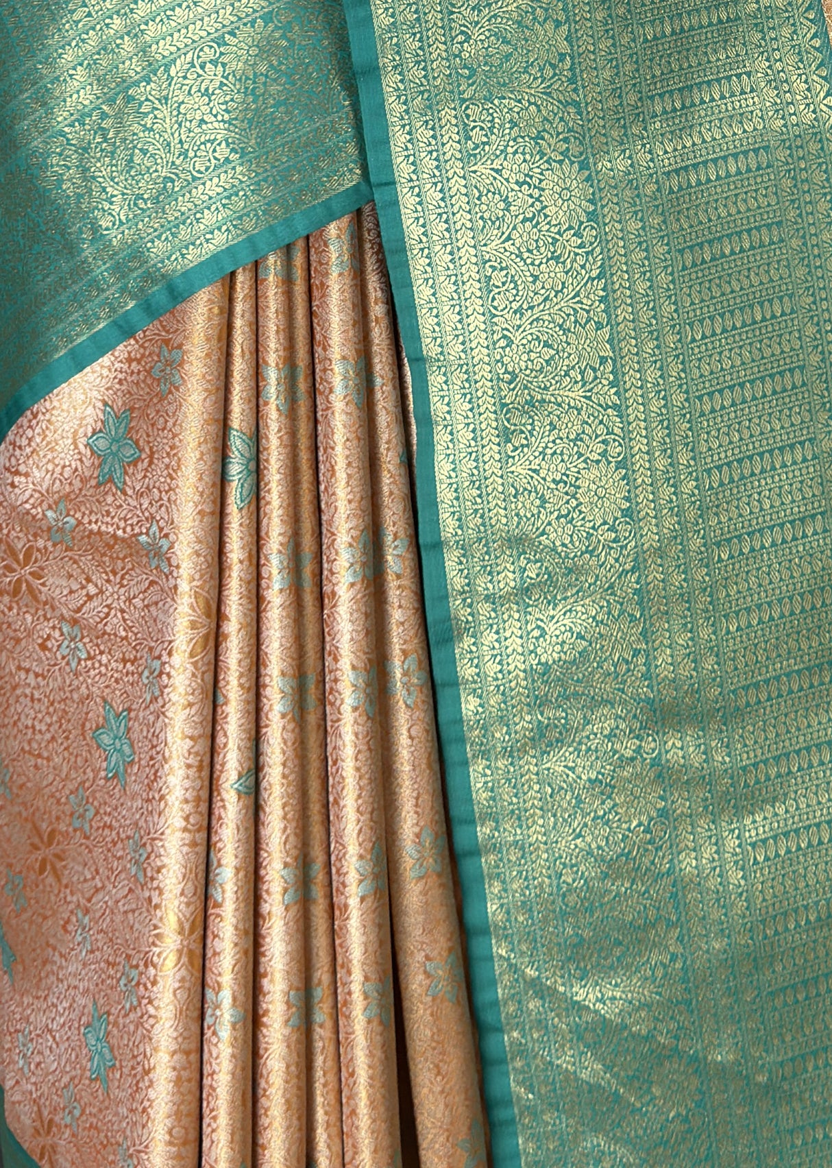 MIMOSA Orange Kanjivaram Art Silk Saree — fleets shot full lifestyle