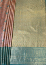 MIMOSA Orange Kanjivaram Art Silk Saree — pallu and zari work detail