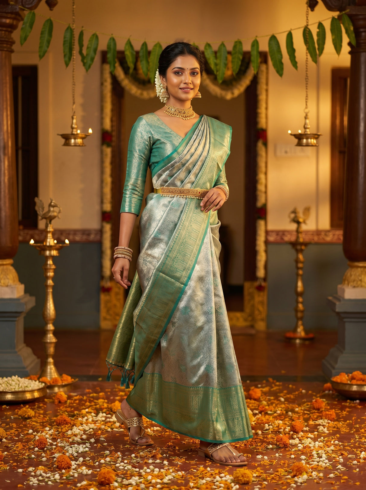 MIMOSA Saffire Kanjivaram Art Silk Saree — pose 7 styling detail