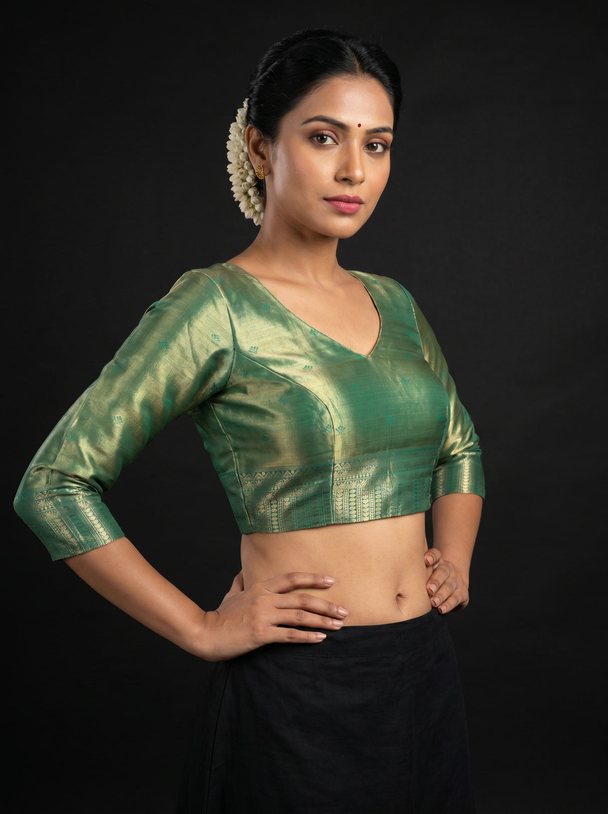MIMOSA Saffire Kanjivaram Art Silk Saree — blouse close-up