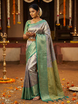 MIMOSA Violet Kanjivaram Art Silk Saree — pose 4 styling detail