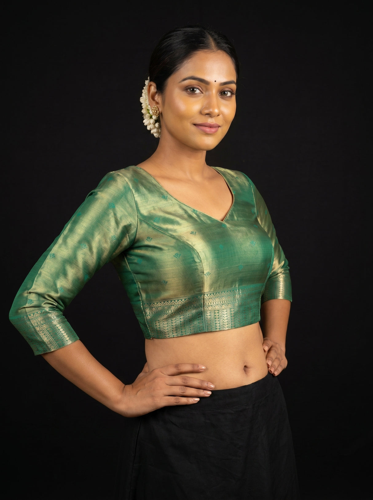 MIMOSA Violet Kanjivaram Art Silk Saree — blouse close-up