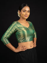 MIMOSA Violet Kanjivaram Art Silk Saree — blouse close-up