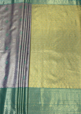 MIMOSA Violet Kanjivaram Art Silk Saree — pallu and zari work detail