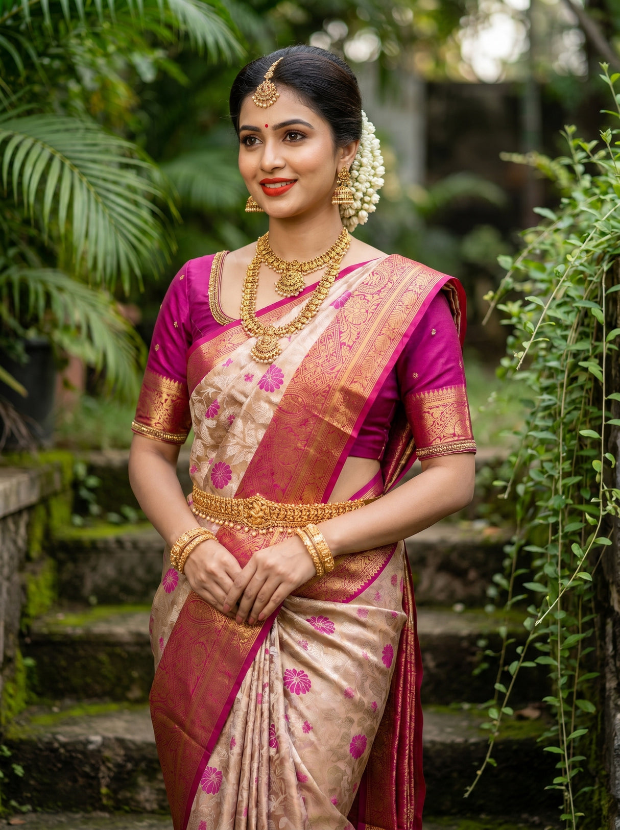 MIMOSA Gajari Kanjivaram Art Silk Saree — pose 10 styling detail