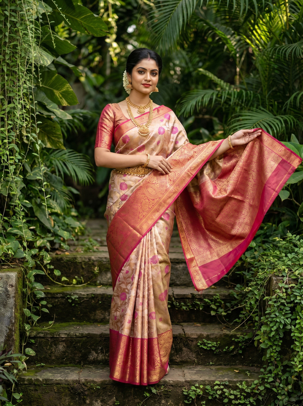 MIMOSA Gajari Kanjivaram Art Silk Saree — pose 6 styling detail
