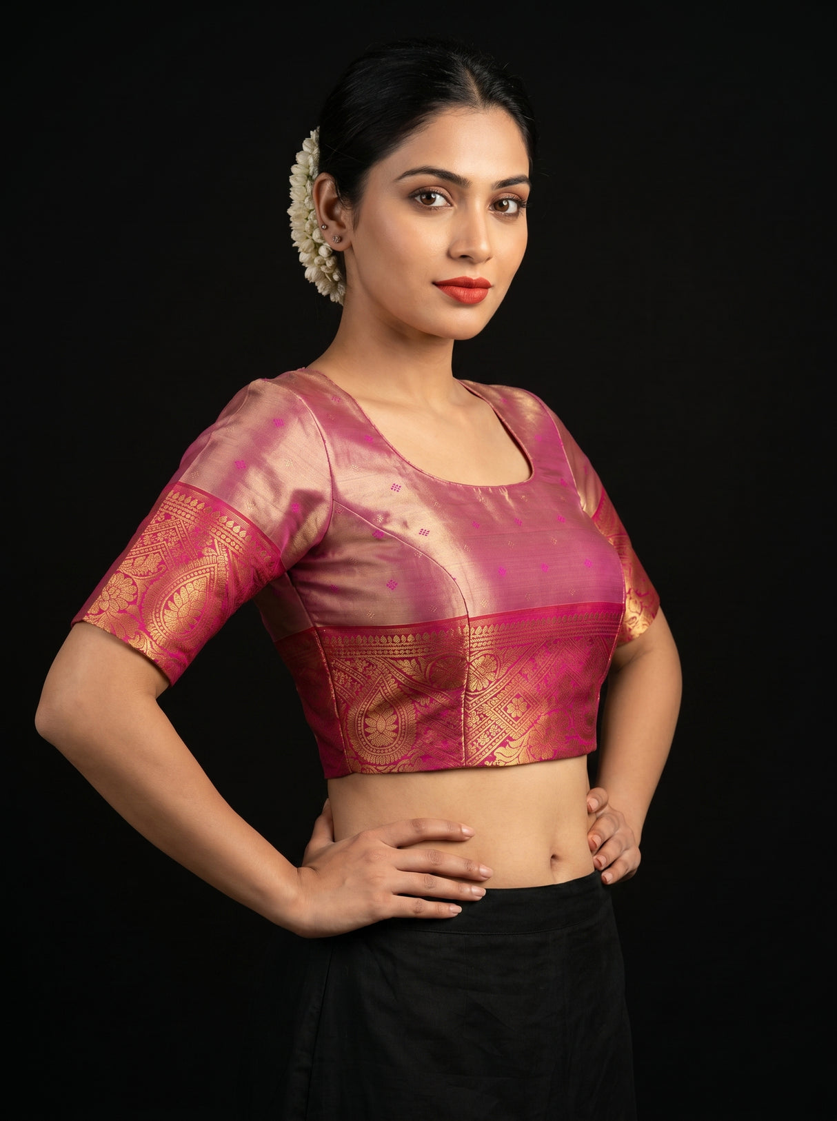MIMOSA Gajari Kanjivaram Art Silk Saree — blouse close-up