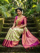 MIMOSA Olive Kanjivaram Art Silk Saree — pose 7 styling detail