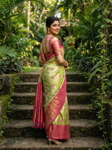 MIMOSA Olive Kanjivaram Art Silk Saree — pose 9 styling detail
