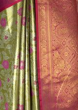 MIMOSA Olive Kanjivaram Art Silk Saree — fleets shot full lifestyle