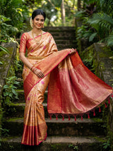 MIMOSA Orange Kanjivaram Art Silk Saree — pose 6 styling detail