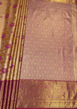 MIMOSA Orange Kanjivaram Art Silk Saree — pallu and zari work detail