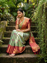 MIMOSA Rama Kanjivaram Art Silk Saree — pose 4 styling detail
