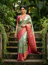 MIMOSA Rama Kanjivaram Art Silk Saree — pose 5 styling detail