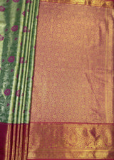 MIMOSA Rama Kanjivaram Art Silk Saree — pallu and zari work detail