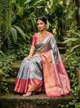 MIMOSA Saffire Kanjivaram Art Silk Saree — pose 7 styling detail
