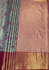 MIMOSA Saffire Kanjivaram Art Silk Saree — pallu and zari work detail