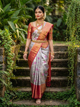 MIMOSA Violet Kanjivaram Art Silk Saree — pose 5 styling detail