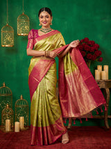 MIMOSA Green Kanjivaram Art Silk Saree — full view on model