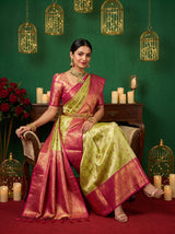 MIMOSA Green Kanjivaram Art Silk Saree — pose 8 styling detail